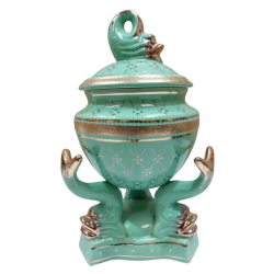 Sopera Porcelana base Peces 26 x 17 cm (Verde con dorado) 10 in